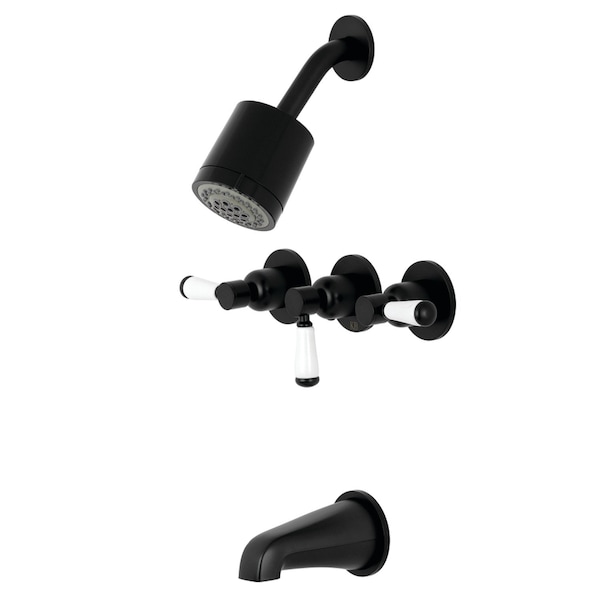 Tub and Shower Faucet, Matte Black, Wall Mount